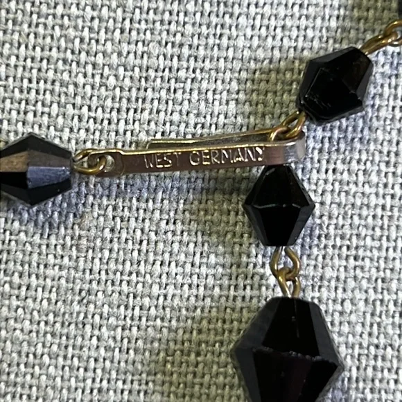 West Germany three strand glass black necklace. Beautiful piece - Picture 2 of 3